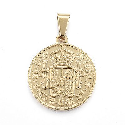 304 Stainless Steel Coin Pendants LS-STAS-F183-01G-A-1