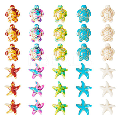 100Pcs 10 Styles Dyed Synthetic Turquoise Beads G-TA0002-04-1