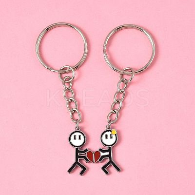 2Pcs 304 Stainless Steel Enamel Keychain KEYC-FS00034-02-1