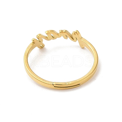 Ion Plating(IP) 304 Stainless Steel Word Adjustable Ring RJEW-L107-030G-1