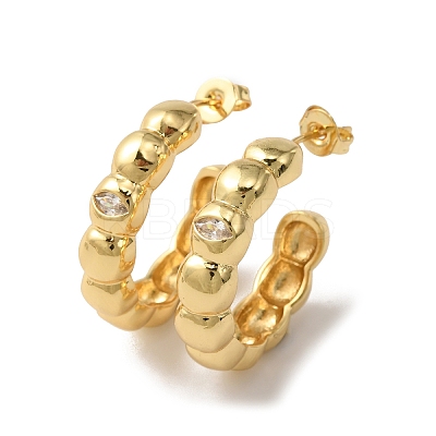 Brass Round Stud Earrings EJEW-F314-07G-1