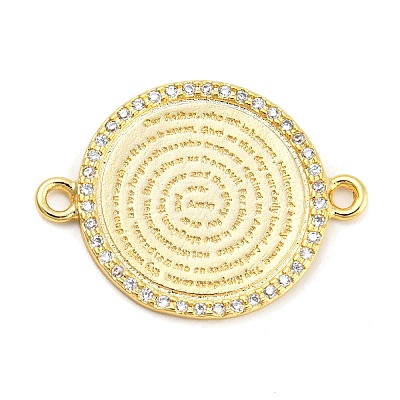 Rack Plating Brass Micro Pave Clear Cubic Zirconia Connector Charms KK-K332-17G-01-1