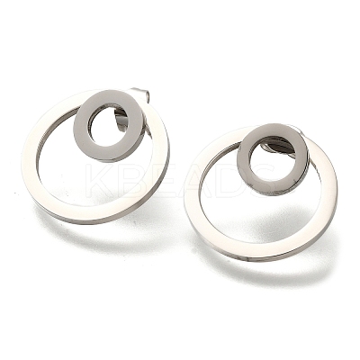 304 Stainless Steel Stud Ring Stud Earrings EJEW-C118-02C-1