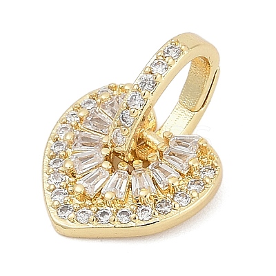 Brass Micro Pave Clear Cubic Zirconia Pendants KK-G522-53G-01-1