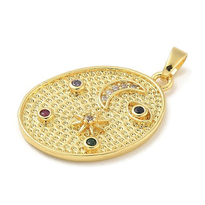 Brass Micro Pave Cubic Zirconia Pendants KK-G517-07G-1
