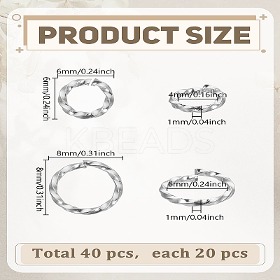 40Pcs 2 Styles 304 Stainless Steel Open Jump Rings STAS-LP0005-48P-1