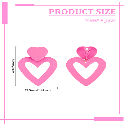 1 Pair Hollow Heart Acrylic Dangle Clip-on Earrings for Women EJEW-LP0001-87-1