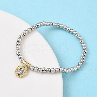 Brass Oval with Jesus Charms Bracelets BJEW-B148-03A-1