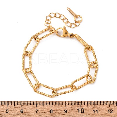 304 Stainless Steel Paperclip Chain Bracelets for Women Men BJEW-A048-01G-1