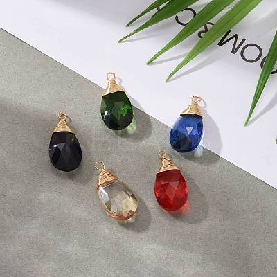 Faceted Glass Pendants PALLOY-JF00739-1