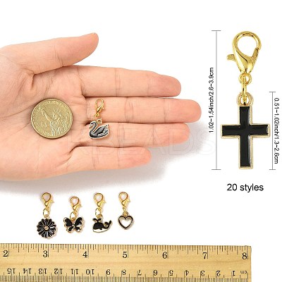 20Pcs 20 Styles Alloy Enamel Pendant Decorations HJEW-FS00045-1