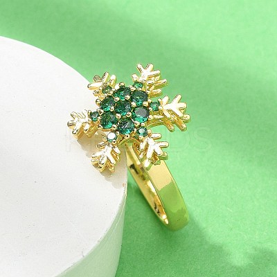 Snowflake Rotatable Open Cuff Rings for Women RJEW-R007-01G-1