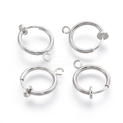 Brass Clip-on Hoop Earrings X-KK-L169-06P-1