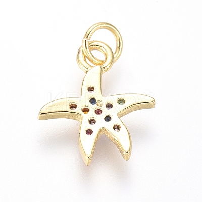 Brass Micro Pave Cubic Zirconia Charms ZIRC-I032-54G-1