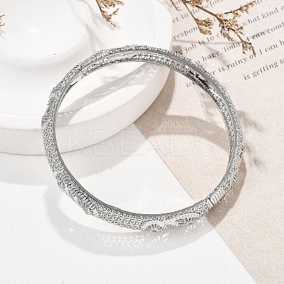 Brass Micro Pave Cubic Zirconia Hinged Bangles for Women BJEW-D313-02P-1