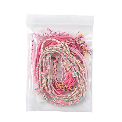14Pcs 7 Colors Cotton Cord Bracelet Set for Men Women BJEW-FS00025-01-1
