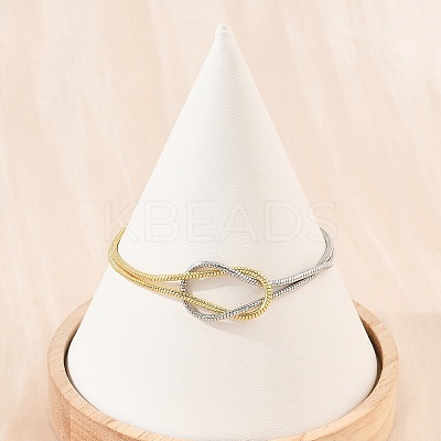 Duo Tone Brass Round Snake Chain Knot 2-Strand Bracelets for Women KK-CBA68DA-17C-GP-1