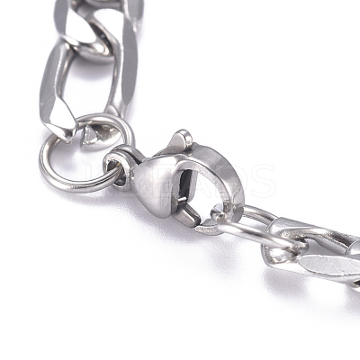 Tarnish Resistant 304 Stainless Steel Figaro Chain ID Bracelets BJEW-G631-01P-1