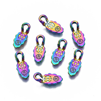 Rainbow Color Alloy Glue-on Flat Pad Bails for Pendant Making PALLOY-N163-104-NR-1