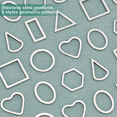 32Pcs 8 Style 304 Stainless Steel Linking Rings STAS-UN0020-52P-1