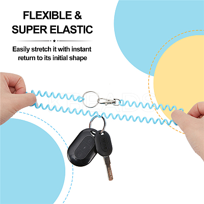 15Pcs 13 Style Plastic Spiral Retractable Spring Coil Keychain KEYC-CP0001-02-1