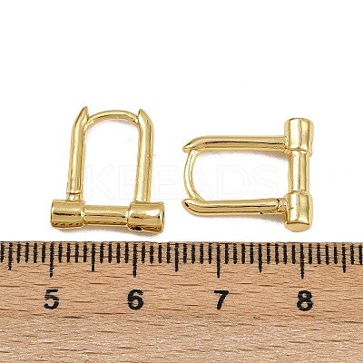 Brass Micro Pave Cubic Zirconia Lock Hoop Earrings EJEW-B146-01G-1