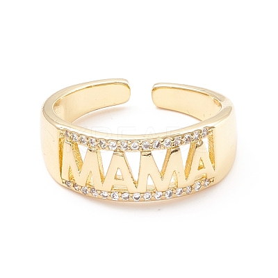 Word Mama Cubic Zirconia Cuff Ring KK-K262-02G-1