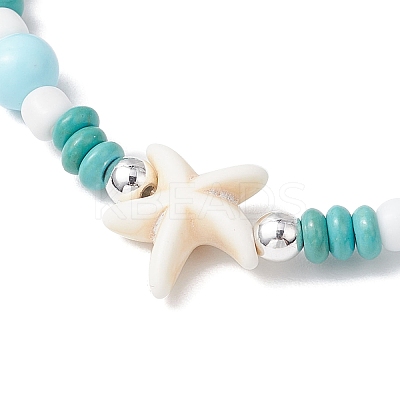 3Pcs Synthetic Turquoise & Porcelain & Dyed Natural Howlite Beads Stretch Bracelets for Women X-BJEW-JB11793-1