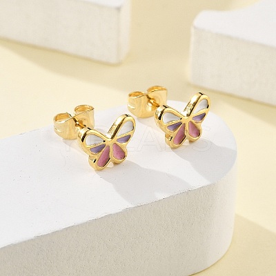 304 Stainless Steel Enamel Stud Earrings EJEW-B009-17G-1