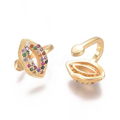 Golden Plated Brass Micro Pave Cubic Zirconia Cuff Earrings EJEW-L244-32G-1