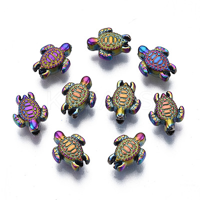 Rack Plating Rainbow Color Alloy Beads PALLOY-S180-343-1