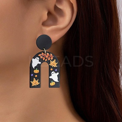 Arch with Ghost Pattern Acrylic Dangle Stud Earrings FS-WG2B12F-01-1