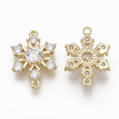 Brass Micro Pave Clear Cubic Zirconia Links X-ZIRC-Q021-059G-NF-1