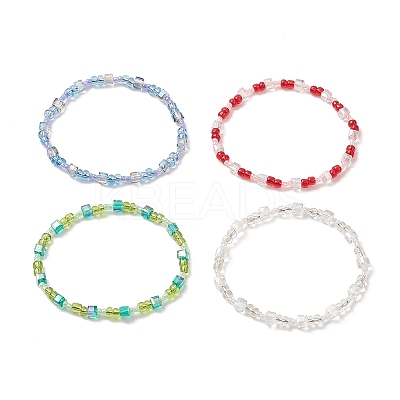 Glass Seed Bead Beaded Bracelets for Women BJEW-JB09285-1