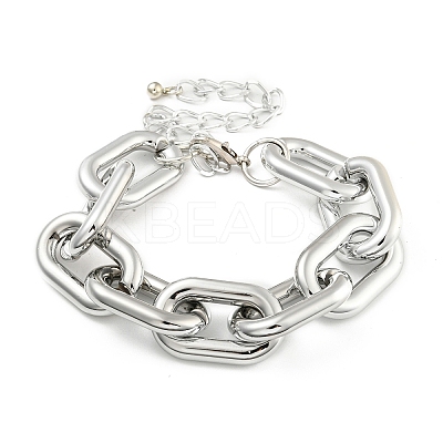 Chunky CCB Plastic Curb/Cable Chain Necklaces for Women NJEW-K261-01A-P-1-1