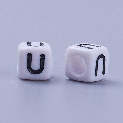 Acrylic Horizontal Hole Letter Beads PL37C9308-U-1
