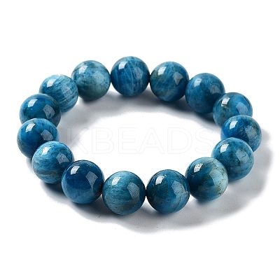 Natural Apatite Round Round Beaded Stretch Bracelets BJEW-G697-01B-1