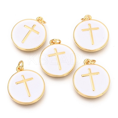 Brass Enamel Pendants KK-B027-02G-1
