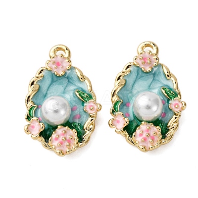 Light Gold Tone Alloy Enamel Pendants LS-ENAM-B028-03KCG-01-1