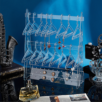 Coat Hanger Shaped Acrylic Earring Display Stands EDIS-WH0029-90-1