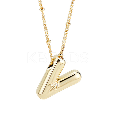 1pc Brass Chain with Alloy Letter Pendants Necklaces NJEW-LP0001-41V-G-1
