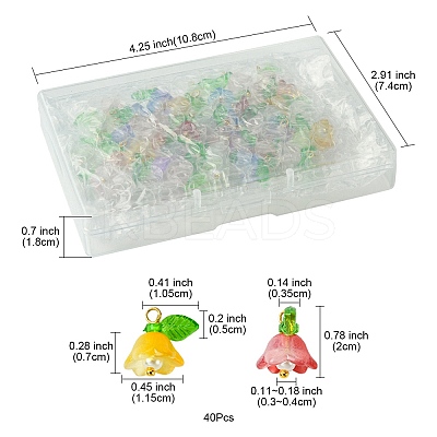 40Pcs Glass & Plastic Pendant PALLOY-FZ00012-1