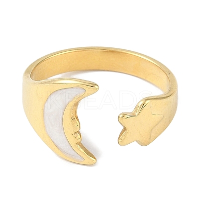 Ion Plating(IP) 304 Stainless Steel Enamel Cuff Finger Rings RJEW-L107-082G-01-1