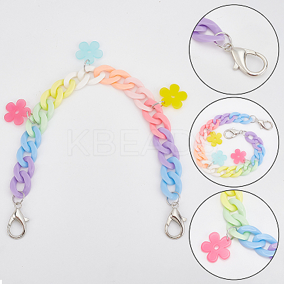 2Pcs 2 Style Rainbow Color Acrylic Curban Chain Bag Handles FIND-WR0006-44-1