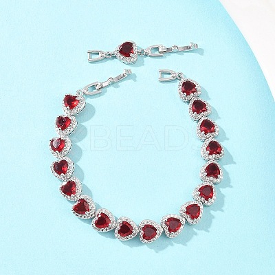 Platinum Tone Brass Micro Pave Cubic Zirconia Tennis Bracelets BJEW-B160-03P-07-1