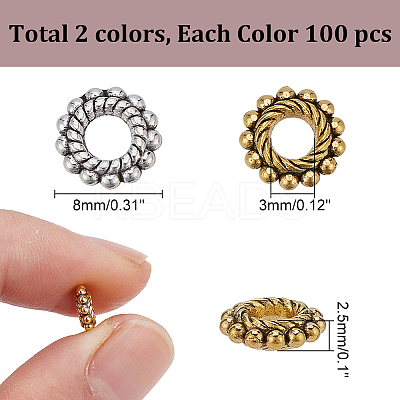 200Pcs 2 Styles Alloy Spacer Beads FIND-AR0005-45-1