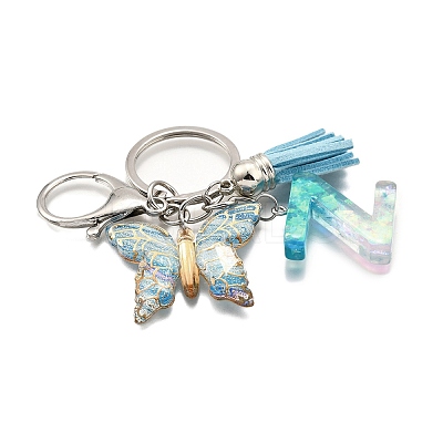 26Pcs Transparent Epoxy Resin & Transparent Acrylic & Faux Suede Tassel Keychain KEYC-JKC01202-26-1
