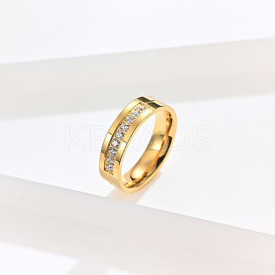 304 Stainless Steel Micro Pave Cubic Zirconia Finger Rings FS-WGAD461-17-1