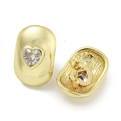Brass Micro Pave Cubic Zirconia Stud Earrings for Women EJEW-E312-01C-G-1
