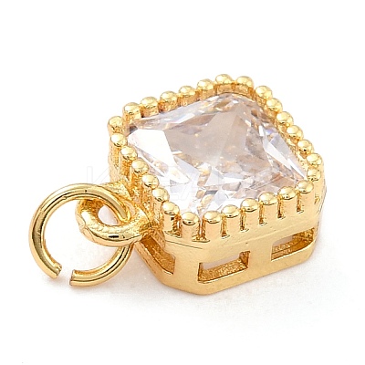 Real 18K Gold Plated Brass Inlaid Cubic Zirconia Charms ZIRC-L100-073G-07-1